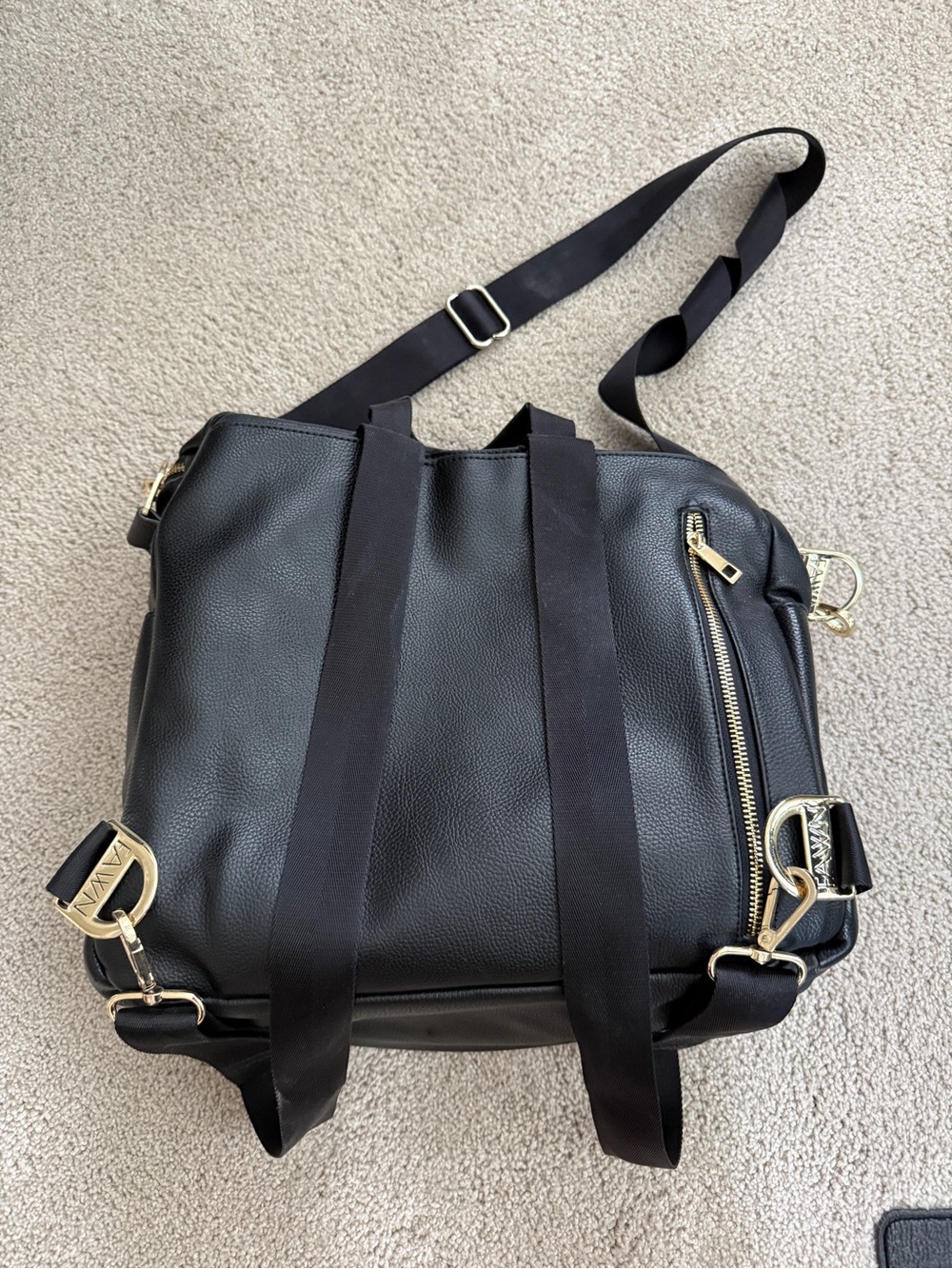 Fawn Design Black Pebbled Leather Convertible Backpack - Picture 2 of 4